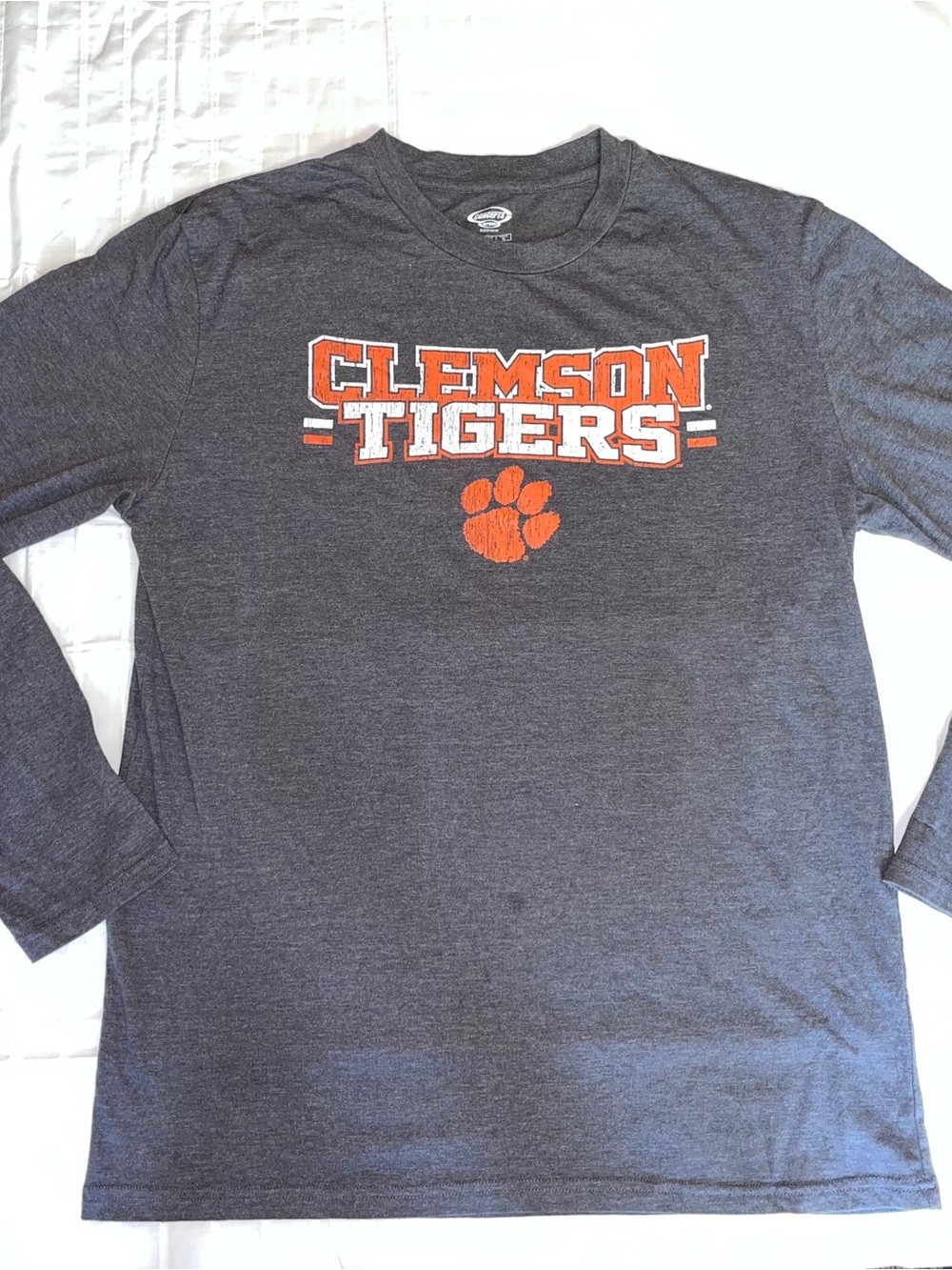 Clemson Tigers Kids Long-Sleeve Pajama Top - Gray with Orange Logo